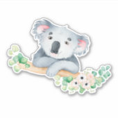 Sticker Koala aquarelle sur branche avec gomme vinyle feui (Devant)