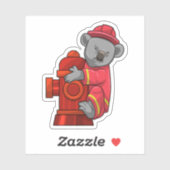 Sticker Koala as Firefighter with Fire hydrant (Feuille)