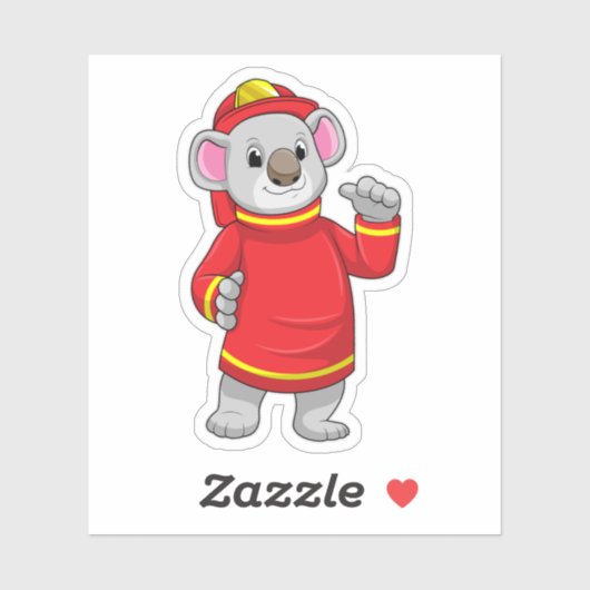 Sticker Koala as Firefighter with Helmet (Feuille)