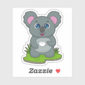 Sticker Koala avec tasse de café (Feuille)