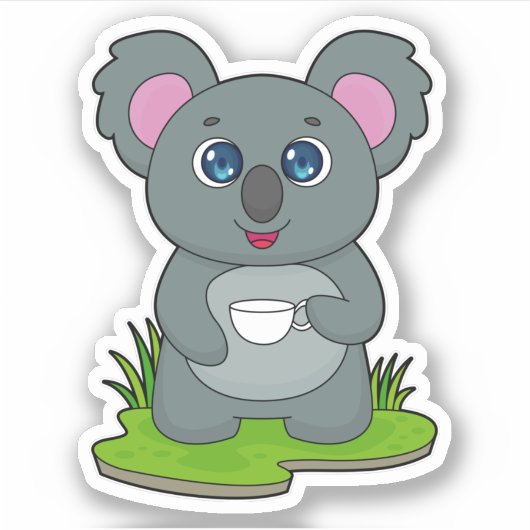 Sticker Koala avec tasse de café (Devant)