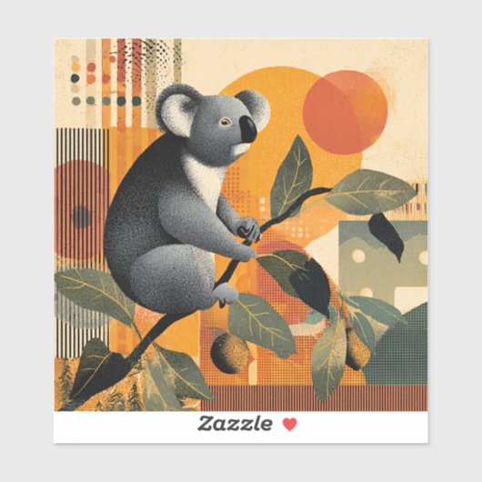 Sticker Koala Bear Sitting in a Tree (Feuille)