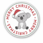 Sticker Koala Christmas Snow Winter Animaux Koalas<br><div class="desc">Le koala pour Noël avec des lumières féeriques. Animaux amusants avec des cadeaux et de la neige pour les vacances. Aussi drôle pour noël en juillet. Les koalas sont des animaux mignons et parfaits pour Noël.</div>