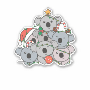 Sticker Koala Christmas Tree Funny Animal Christmas