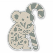 Sticker Koala de Noël avec Canne à Sucre (Devant)