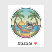 Sticker Koala Relaxation sur Beach Hammock - Vacatio Tropi (Feuille)