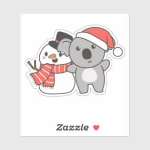 Sticker Koala With Snowman