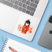 Sticker Kokeshi Doll Cherry Blossom (Ordinateur portable avec iPhone)