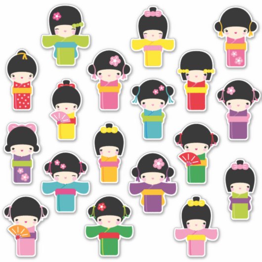 Sticker Kokeshi Dolls (Devant)
