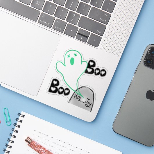 Sticker KOL_Joy Ghost (Ordinateur portable avec iPhone)