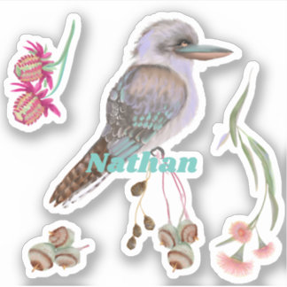 Sticker Kookaburra et Eucalyptus personnalisés