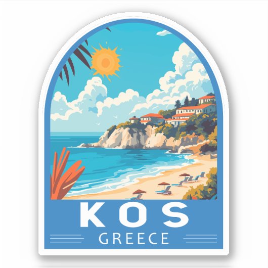 Sticker Kos Grèce Travel Art Vintage (Devant)
