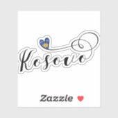 Sticker Kosovo Drapeau Coeur, I Love Kosovo, Kosovar (Feuille)