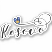 Sticker Kosovo Drapeau Coeur, I Love Kosovo, Kosovar (Devant)