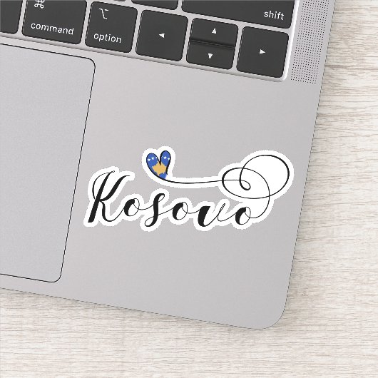 Sticker Kosovo Drapeau Coeur, I Love Kosovo, Kosovar (Détail)