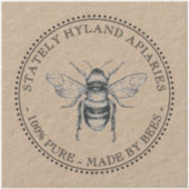 Sticker Kraft Apiary 100% Pur Fabriqué Par Bees Honey (Recto)