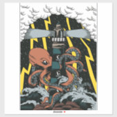 Sticker Kraken Et Son Phare (Feuille)