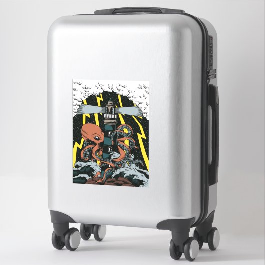 Sticker Kraken Et Son Phare (Sur valise)