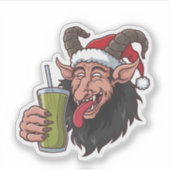 Sticker Krampus Boire Vert Matcha Noël Éffrayant (Devant)