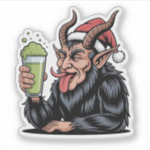 Sticker Krampus maléfique buvant une boisson verte Matcha  (Devant)