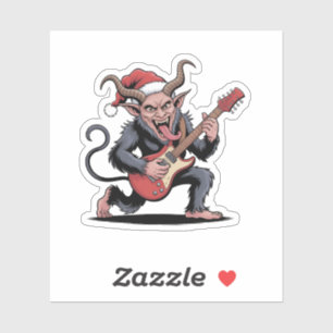 Sticker Krampus maléfique jouant de la musique électrique 