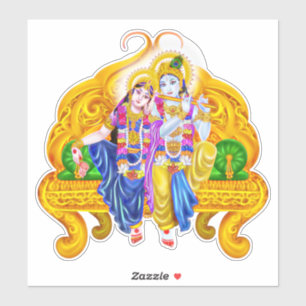 Sticker Krishna Radha Vigneshwara Hinduisme psychédélique