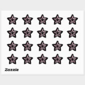 Sticker KRW Star et Swirls rose et noir (Feuille)