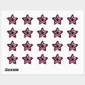 Sticker KRW Star et Swirls Zebra rose et noir (Feuille)
