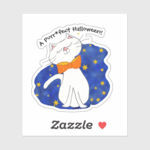 Sticker Kute Kitty Chat Starry Nuit Halloween
