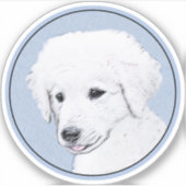 Sticker Kuvasz Peinture - Cute Original Chien Art (Devant)