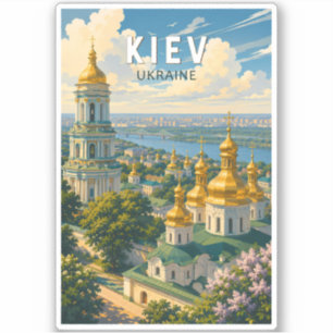 Sticker Kyiv Ukraine Illustration Voyage Art Rétro