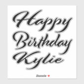 Sticker Kylie Nom Prénom Anniversaire de la Broderie noire (Feuille)