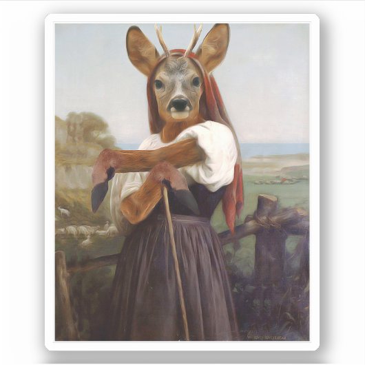 Sticker La bergère des cerfs les plus sèches de Bouguereau (Devant)