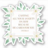 Sticker La Bible chrétienne Verse Posez Votre Anxiété sur  (Devant)
