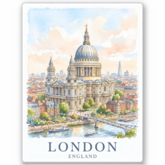 Sticker La cathédrale Saint-Paul Londres Aquarelle Art de