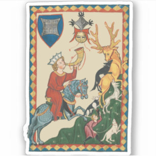 Sticker La Chasse au Stag, Art médiéval du XIVe siècle