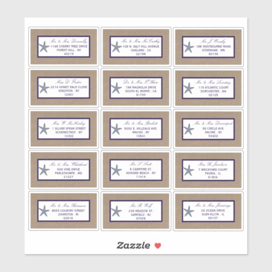 Sticker La collection de mariages de la marine Starfish Bu (Feuille)