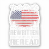 Sticker La Constitution américaine du drapeau doit être re (Recto)