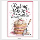 Sticker La cuisson personnalisée est l'amour fait comestib (Feuille)
