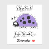 Sticker La dame bogue juste respirer anxiété citation nom  (Feuille)