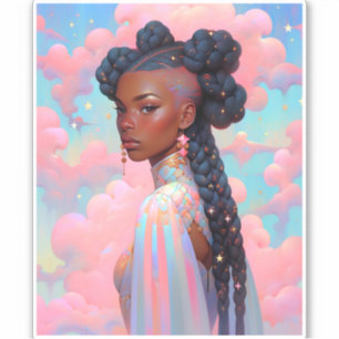 Sticker La Dame Cosmique Art Imaginaire Africain Américain