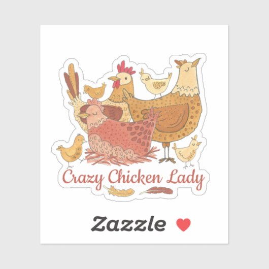 Sticker La dame folle du poulet (Feuille)
