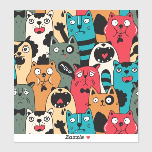 Sticker La foule des chats (Feuille)
