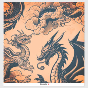Sticker La guerre des dragons Cieux orange