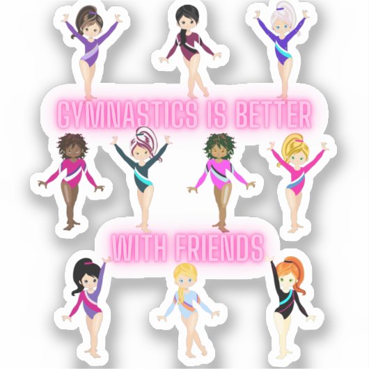 Sticker La Gymnastique Est Mieux Avec Les Amis (Recto)