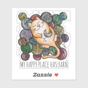 Sticker La laine à tricoter Heaven de Cute Cat