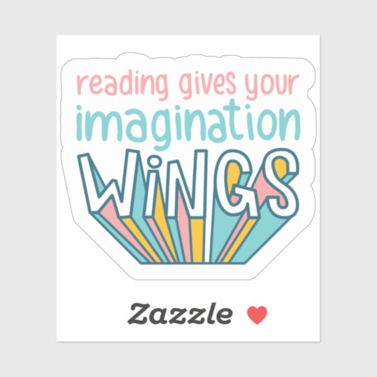 Sticker La lecture donne votre Imagination Wings Livres (Feuille)