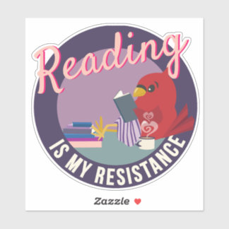 Sticker La lecture est ma résistance Badge Rond Violet