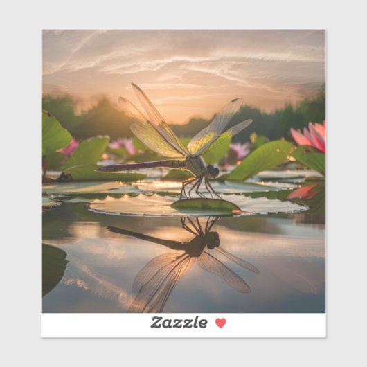 Sticker La libellule dans la nature (Feuille)