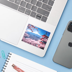 Sticker La montagne du Fuji peint en saison de fleurs de c